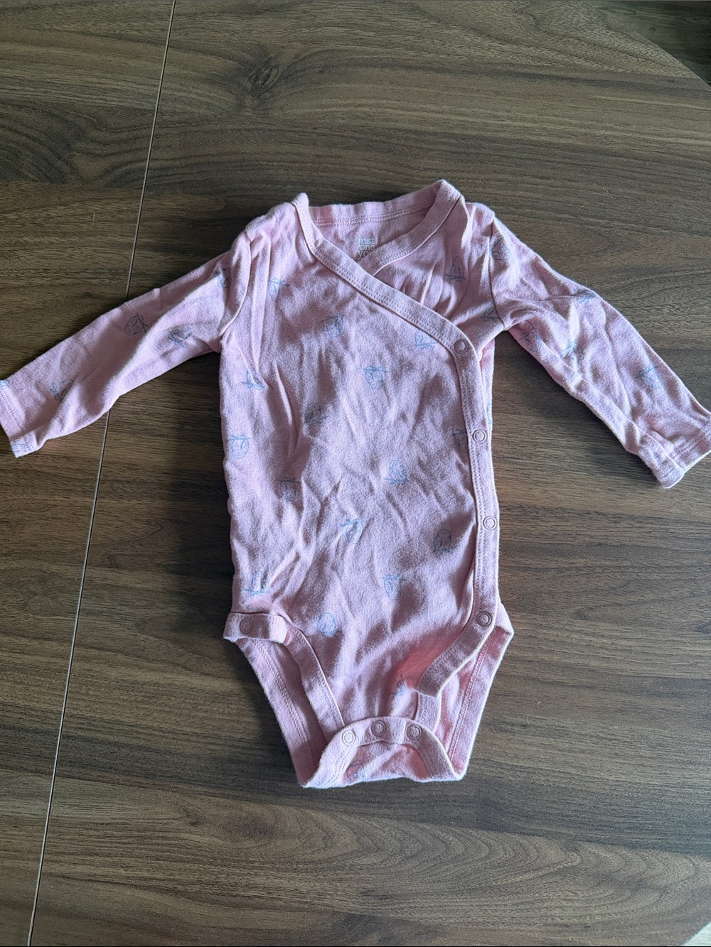 Carter's Light Pink Long-Sleeve Wrap Bodysuit with owl Print